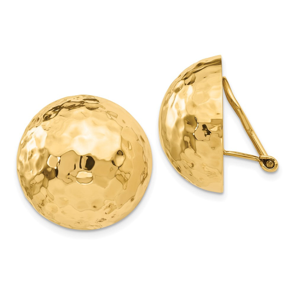 14K Gelbgold Omega Klammer 20mm Gehämmert Non Durchbrochen Ohrringe