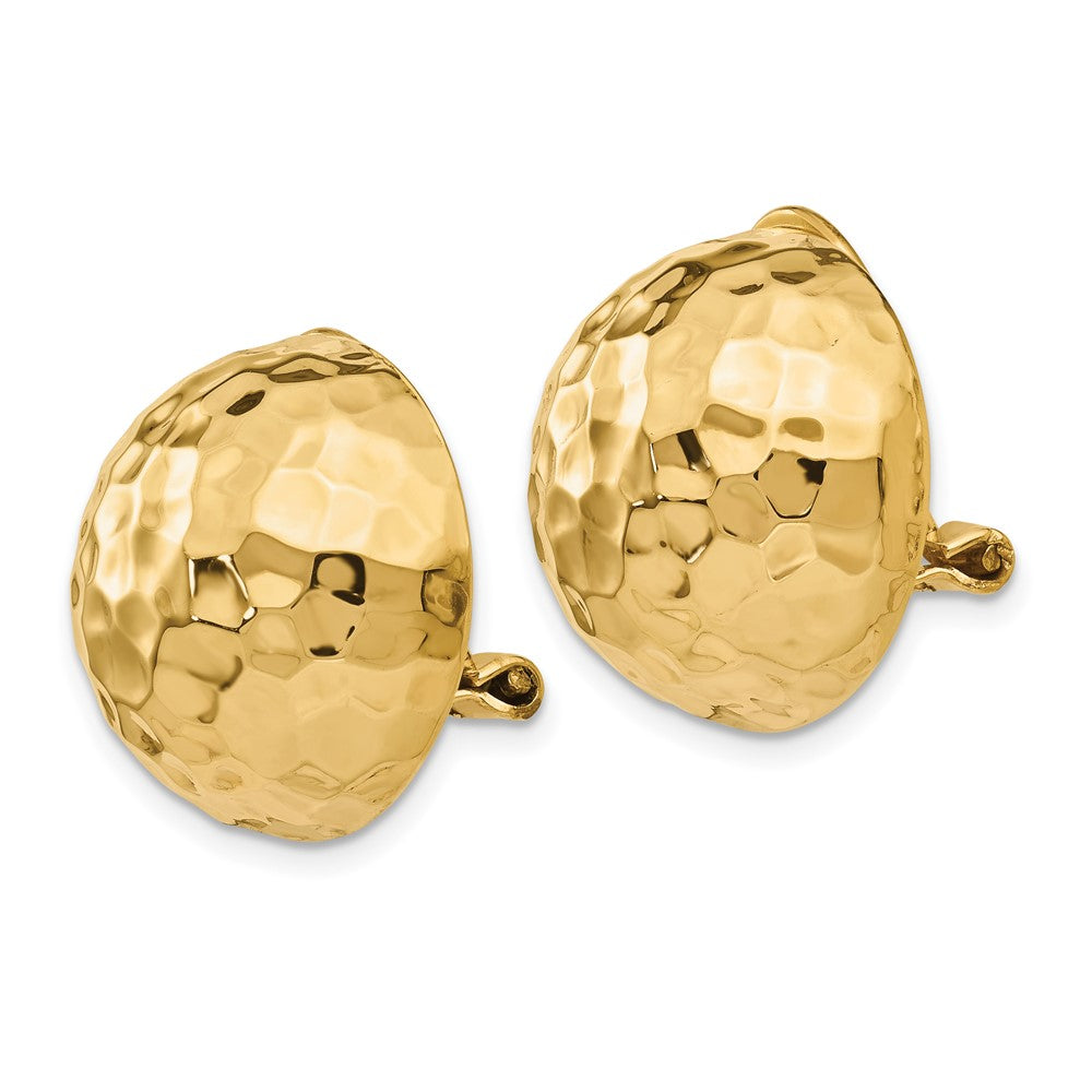14K Gelbgold Omega Klammer 18mm Gehämmert Non Durchbrochen Ohrringe