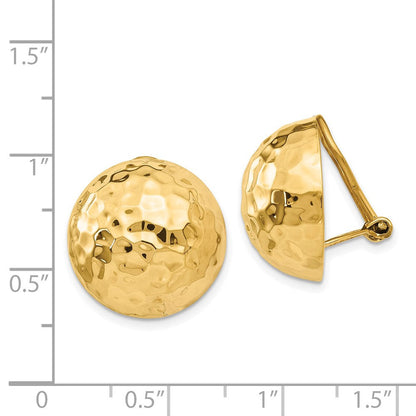 14K Gelbgold Omega Klammer 18mm Gehämmert Non Durchbrochen Ohrringe