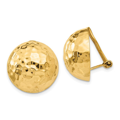 14K Gelbgold Omega Klammer 18mm Gehämmert Non Durchbrochen Ohrringe