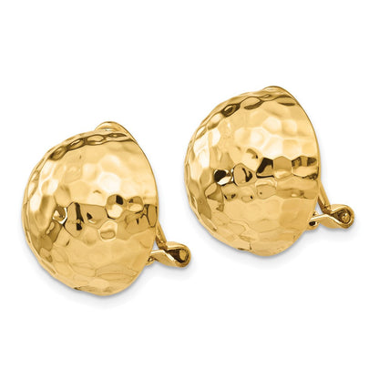 14K Gelbgold Omega Klammer 16mm Gehämmert Non Durchbrochen Ohrringe