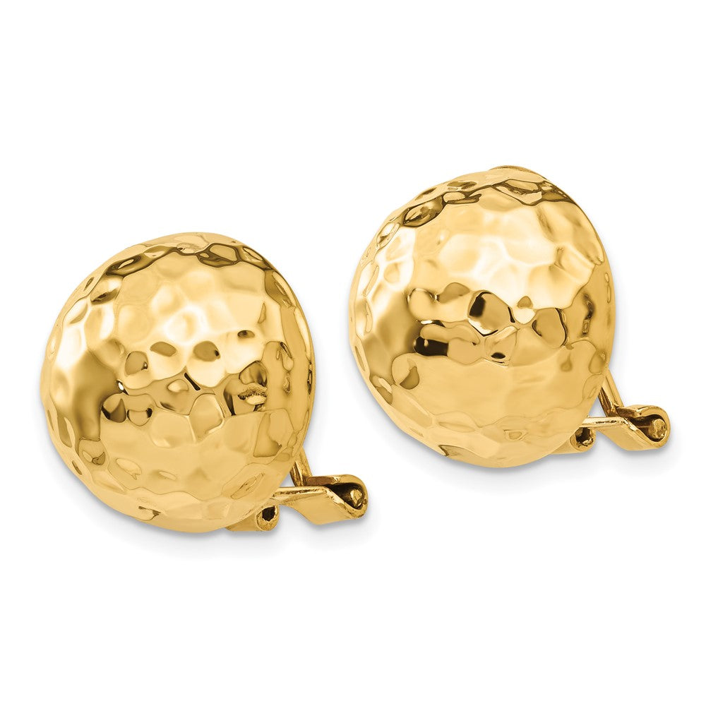 14K Gelbgold Omega Klammer 14mm Gehämmert Non Durchbrochen Ohrringe