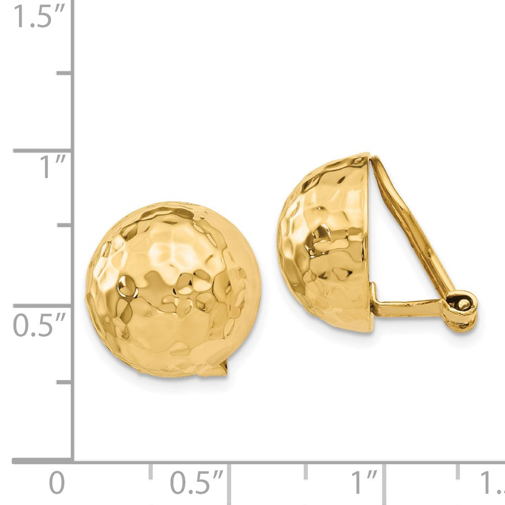 14K Gelbgold Omega Klammer 14mm Gehämmert Non Durchbrochen Ohrringe