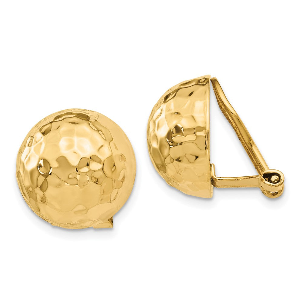 14K Gelbgold Omega Klammer 14mm Gehämmert Non Durchbrochen Ohrringe