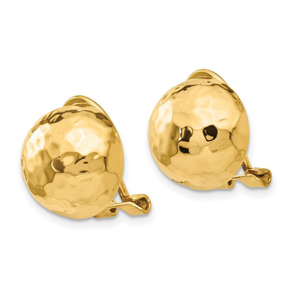 14K Gelbgold Omega Klammer 12mm Gehämmert Non Durchbrochen Ohrringe