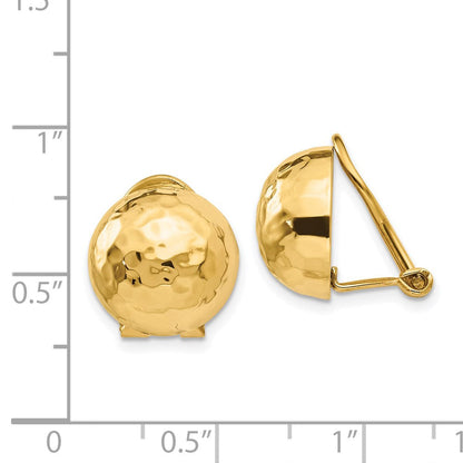 14K Gelbgold Omega Klammer 12mm Gehämmert Non Durchbrochen Ohrringe