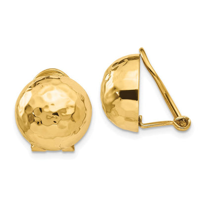 14K Gelbgold Omega Klammer 12mm Gehämmert Non Durchbrochen Ohrringe