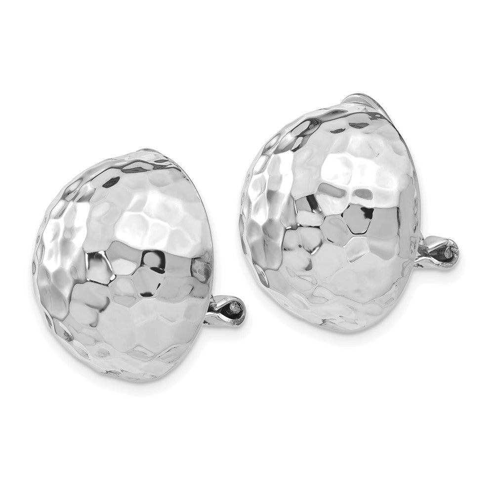 14K Weißgold 18mm Gehämmert Non Durchbrochen Ohrringe