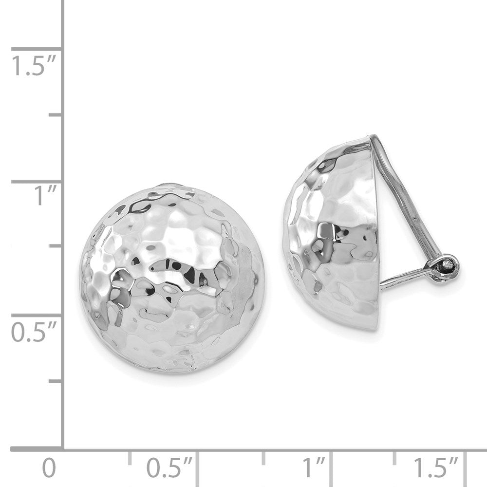 14K Weißgold 18mm Gehämmert Non Durchbrochen Ohrringe