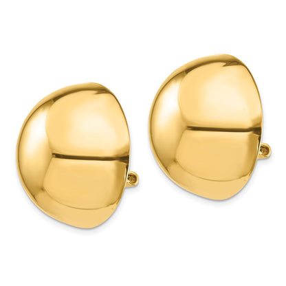 14K Gelbgold Omega Klammer 24mm Halb Kugel Non Durchbrochen Ohrringe