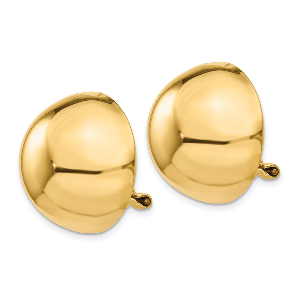 14K Gelbgold Omega Klammer 20mm Halb Kugel Non Durchbrochen Ohrringe