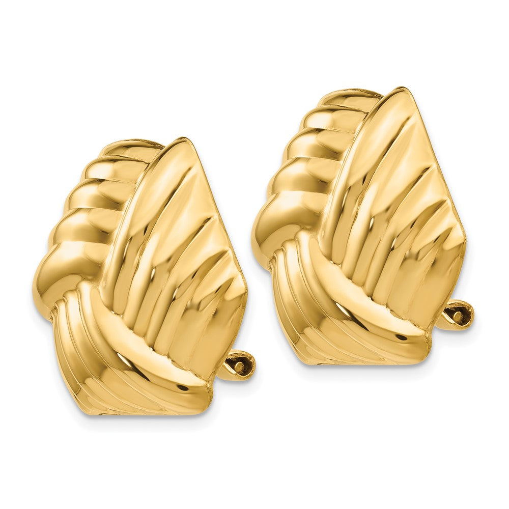 14K Gelbgold Omega Klammer Non Durchbrochen Ohrringe