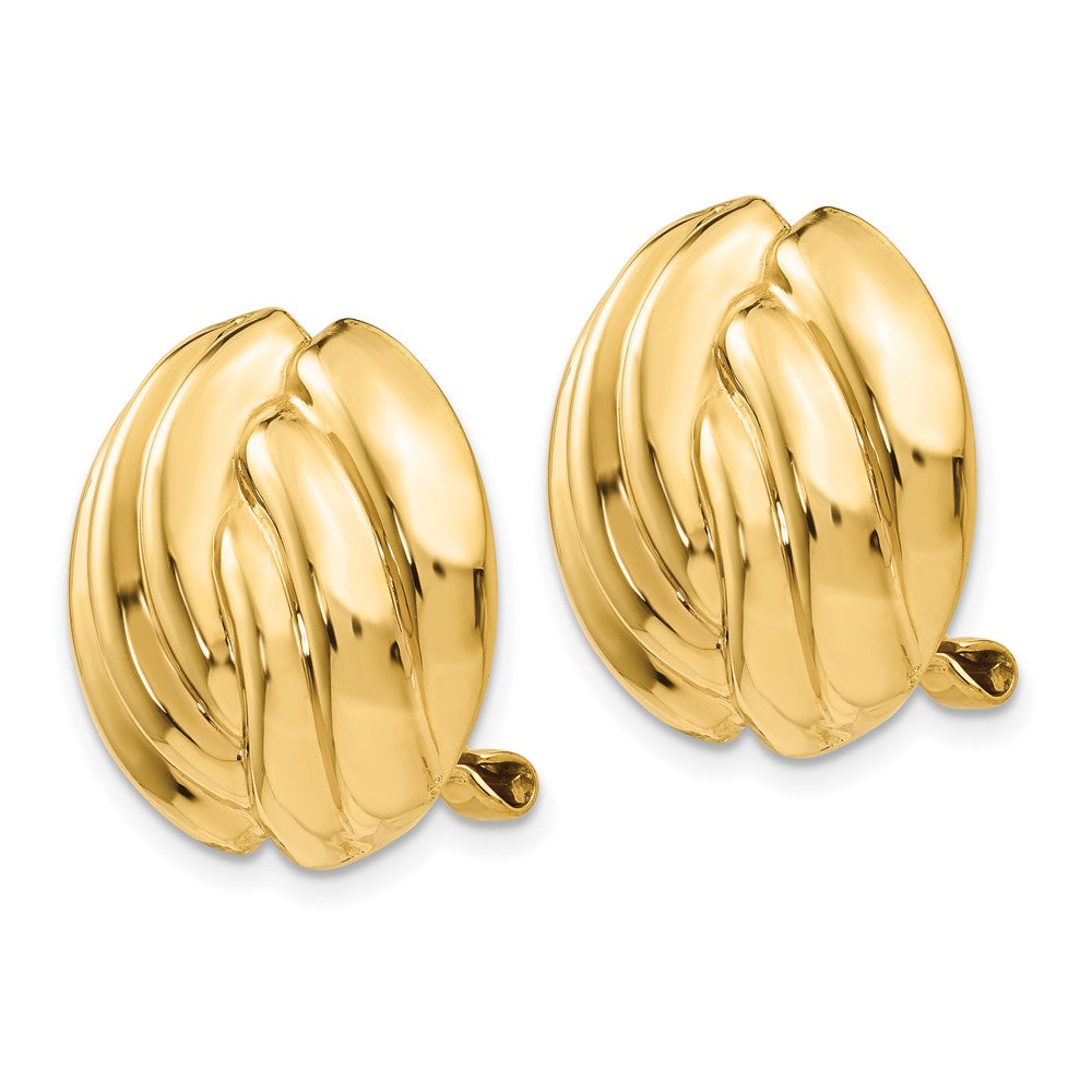 14K Gelbgold Omega Klammer Poliert Non Durchbrochen Ohrringe