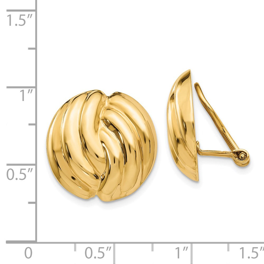 14K Gelbgold Omega Klammer Poliert Non Durchbrochen Ohrringe