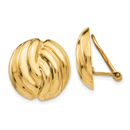 14K Gelbgold Omega Klammer Poliert Non Durchbrochen Ohrringe