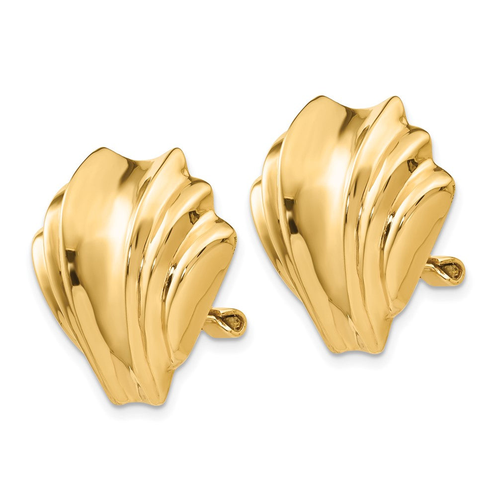 14K Gelbgold Omega Klammer Poliert Non Durchbrochen Ohrringe