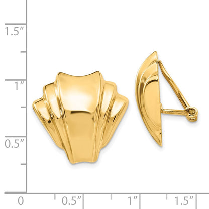 14K Gelbgold Omega Klammer Poliert Non Durchbrochen Ohrringe