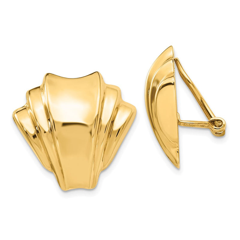 14K Gelbgold Omega Klammer Poliert Non Durchbrochen Ohrringe