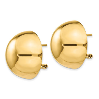 14K Gelbgold Omega Klammer 24mm Halb Kugel Ohrringe