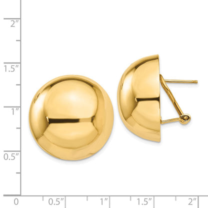14K Gelbgold Omega Klammer 24mm Halb Kugel Ohrringe