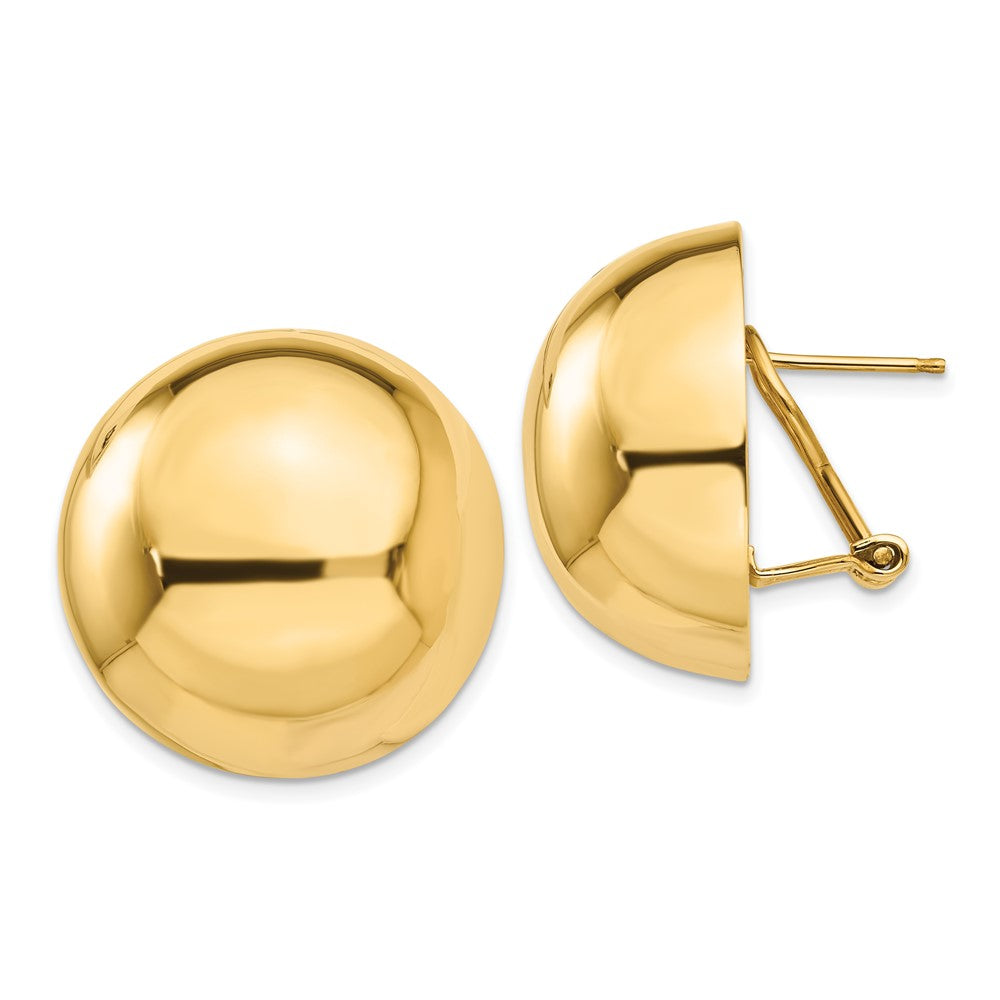 14K Gelbgold Omega Klammer 24mm Halb Kugel Ohrringe