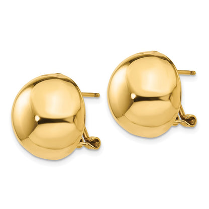 14K Gelbgold Omega Klammer 16mm Halb Kugel Ohrringe