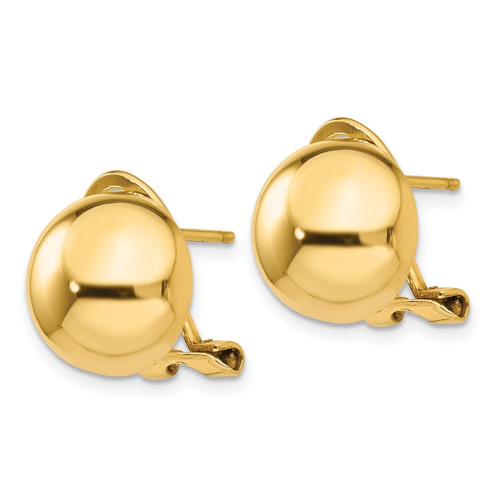 14K Gelbgold Omega Klammer 12mm Halb Kugel Ohrringe
