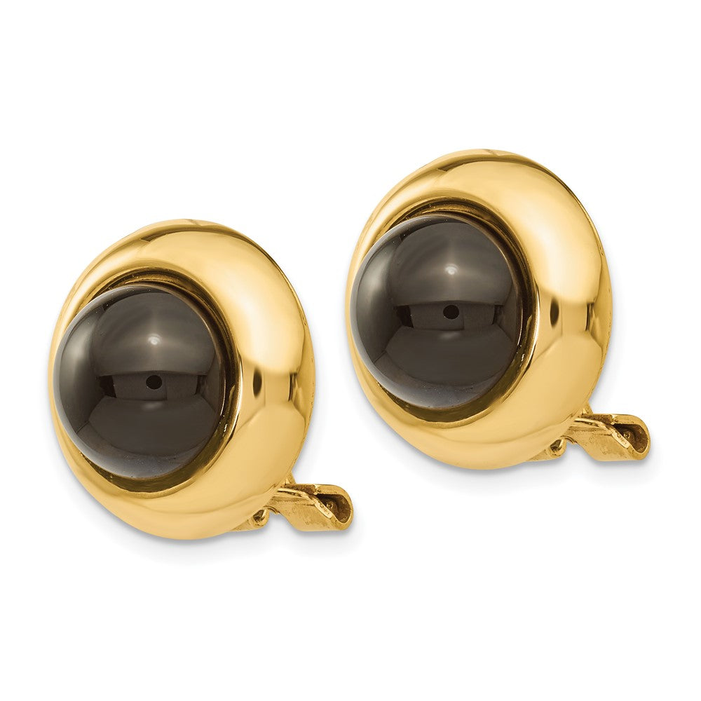 14K Gelbgold Omega Klammer Onyx Non Durchbrochen Ohrringe