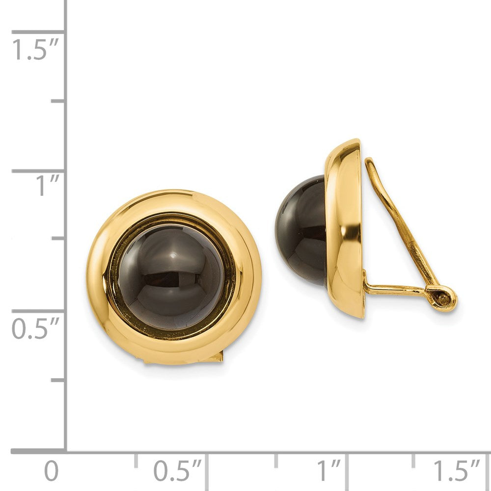 14K Gelbgold Omega Klammer Onyx Non Durchbrochen Ohrringe