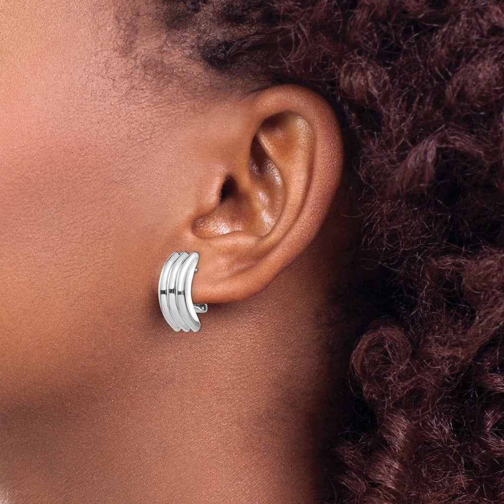 14K Weißgold Omega Ohrstecker