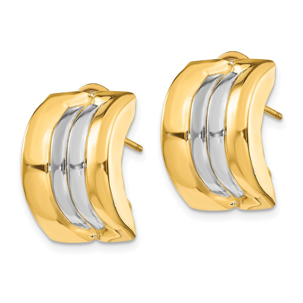 14K Gelb & Rhodium Omega Ohrstecker