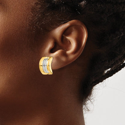 14K Gelb & Rhodium Omega Ohrstecker