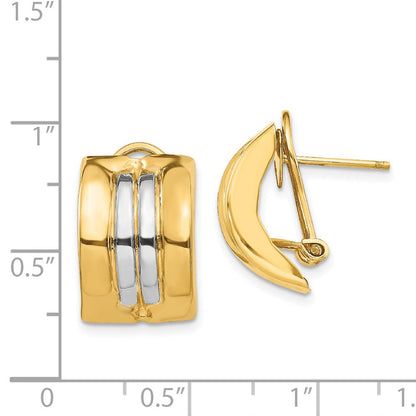 14K Gelb & Rhodium Omega Ohrstecker