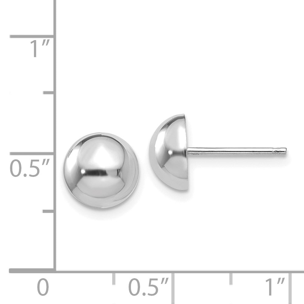 14K Weißgold 8mm Halb Kugel Ohrstecker