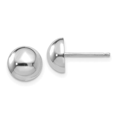 14K Weißgold 8mm Halb Kugel Ohrstecker