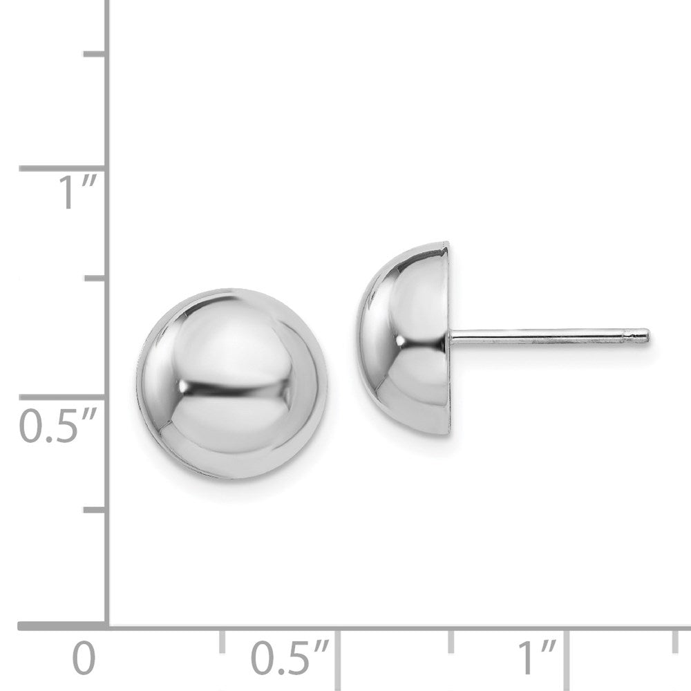 14K Weißgold 10mm Halb Kugel Ohrstecker