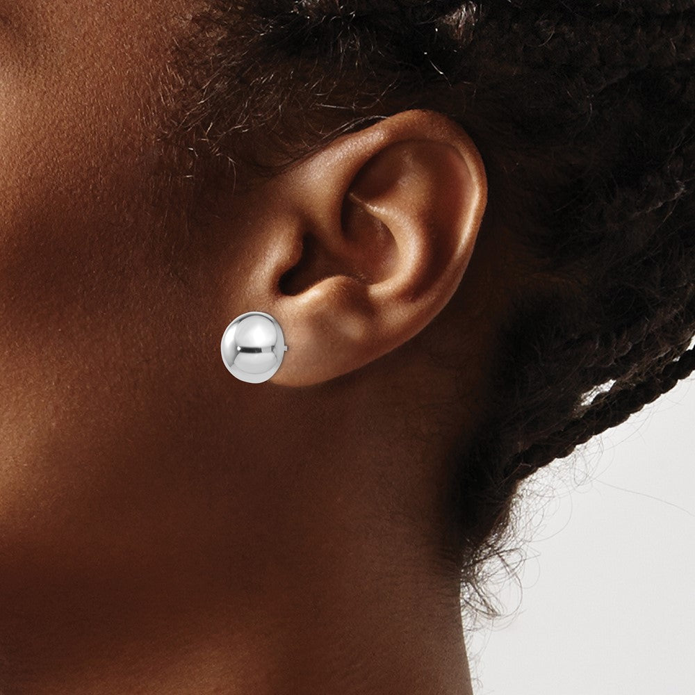 14K Weißgold 12mm Halb Kugel Ohrstecker