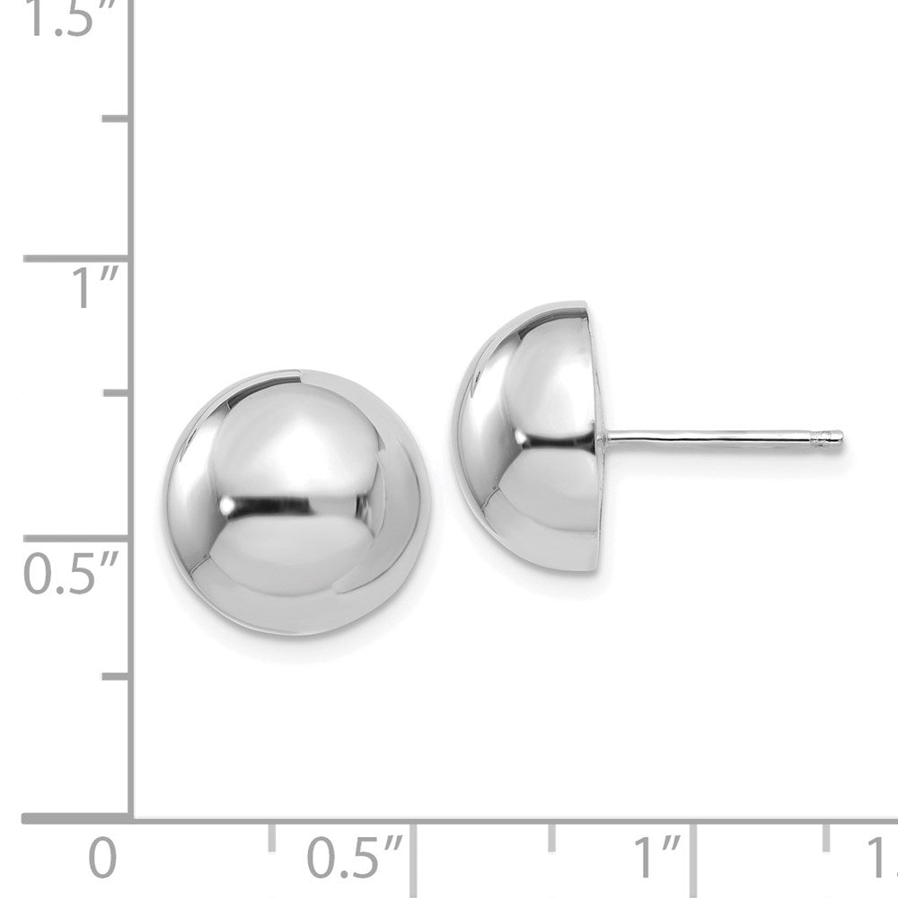 14K Weißgold 12mm Halb Kugel Ohrstecker