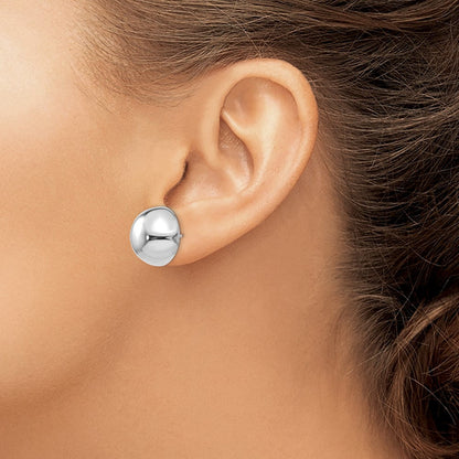 14K Weißgold 16mm Halb Kugel Ohrstecker