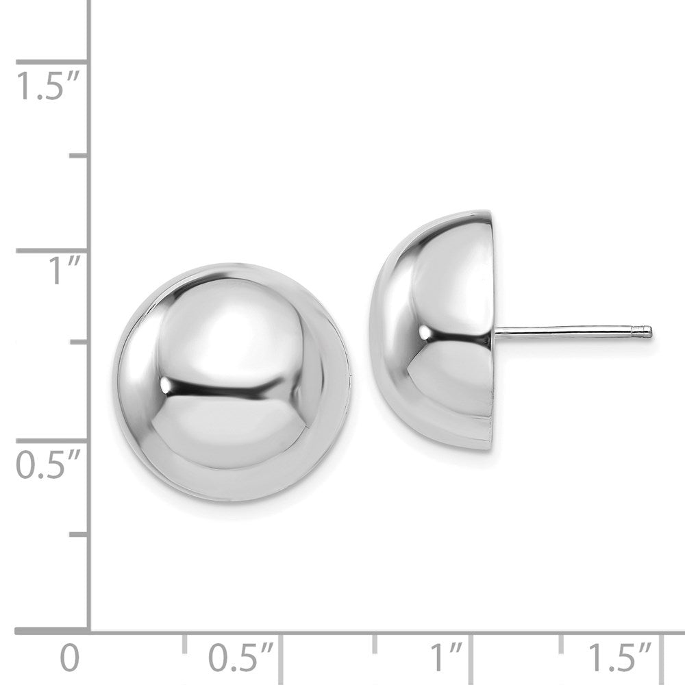 14K Weißgold 16mm Halb Kugel Ohrstecker