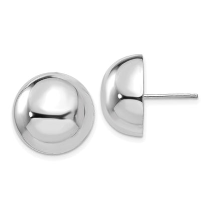 14K Weißgold 16mm Halb Kugel Ohrstecker