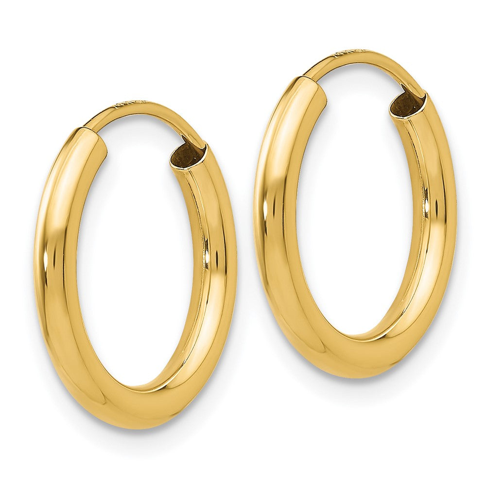 14K Gelbgold Poliert Rund Endlos 2mm Creolen