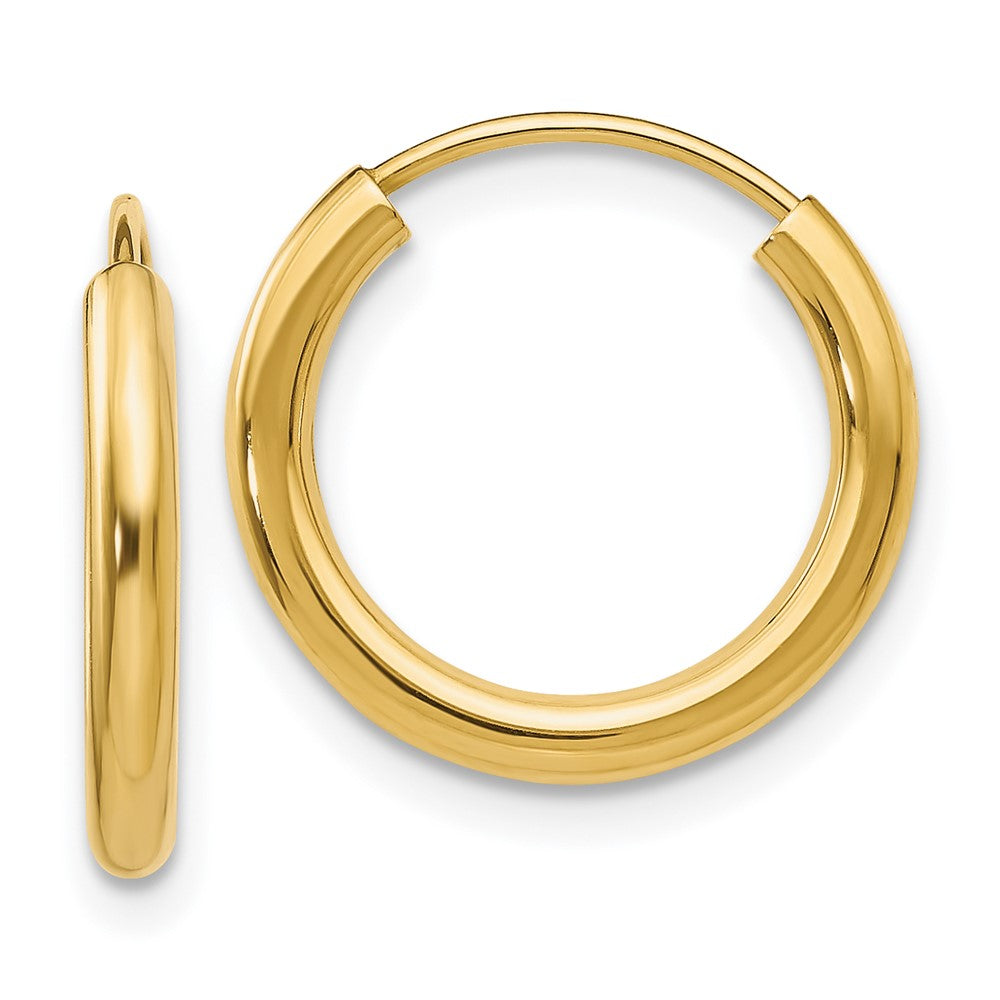 14K Gelbgold Poliert Rund Endlos 2mm Creolen