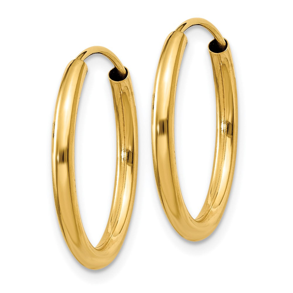 14K Gelbgold Poliert Rund Endlos 2mm Creolen