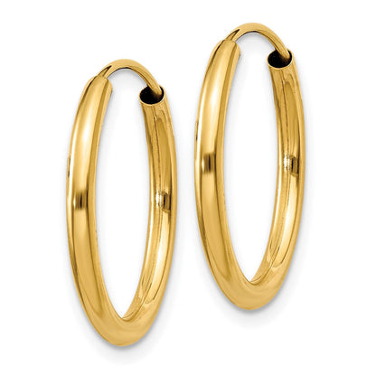 14K Gelbgold Poliert Rund Endlos 2mm Creolen