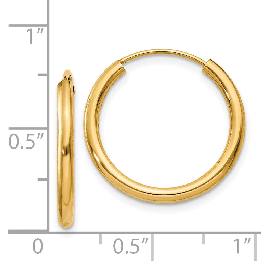 14K Gelbgold Poliert Rund Endlos 2mm Creolen