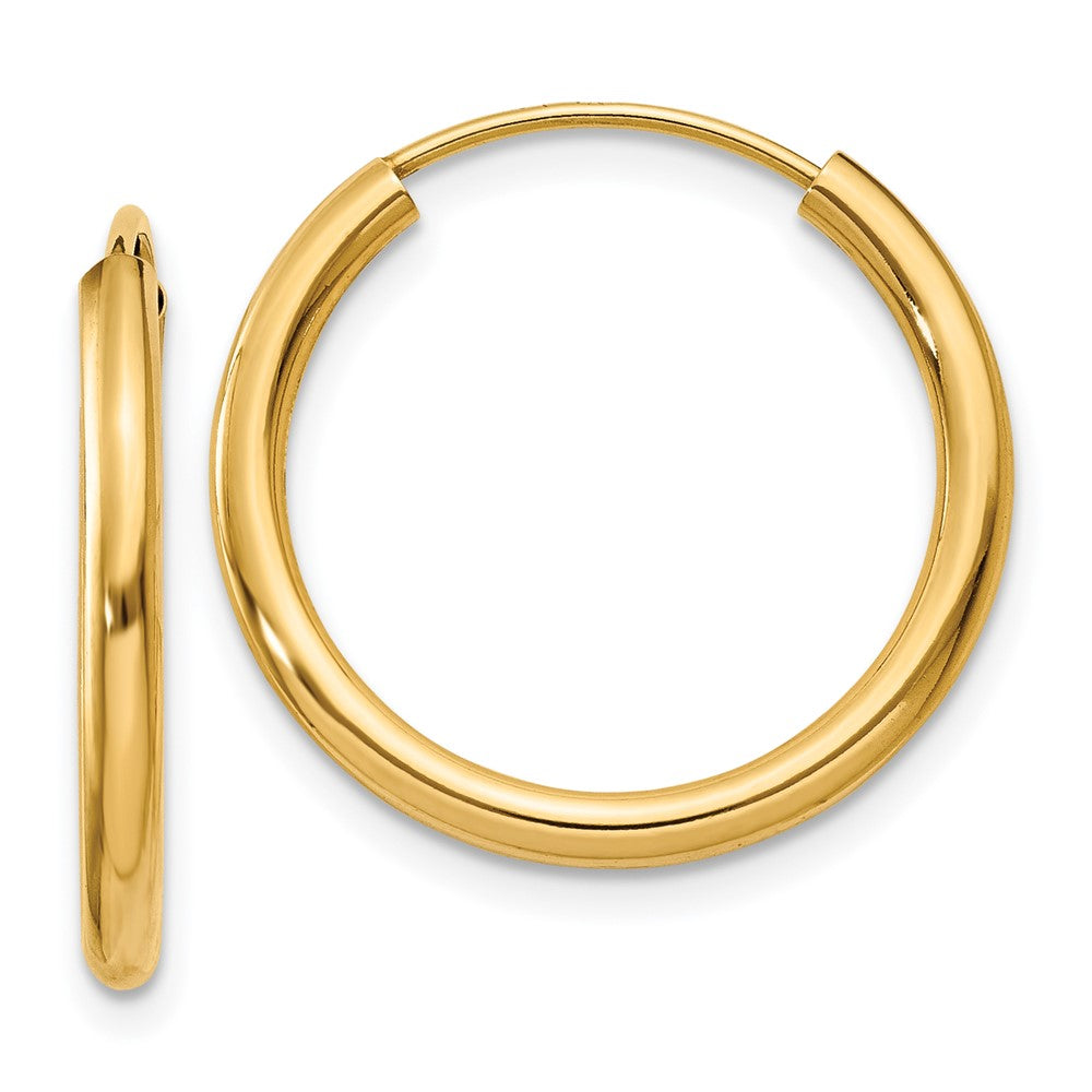 14K Gelbgold Poliert Rund Endlos 2mm Creolen