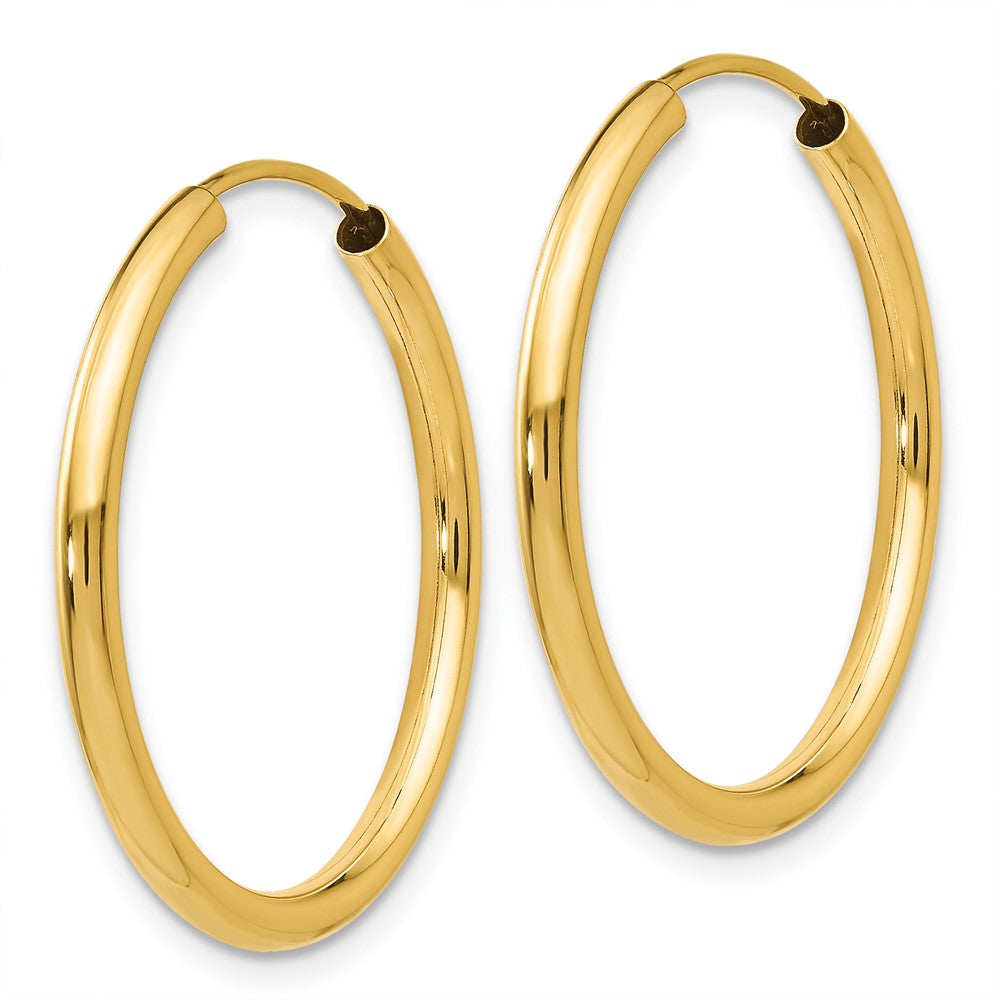 14K Gelbgold Poliert Rund Endlos 2mm Creolen