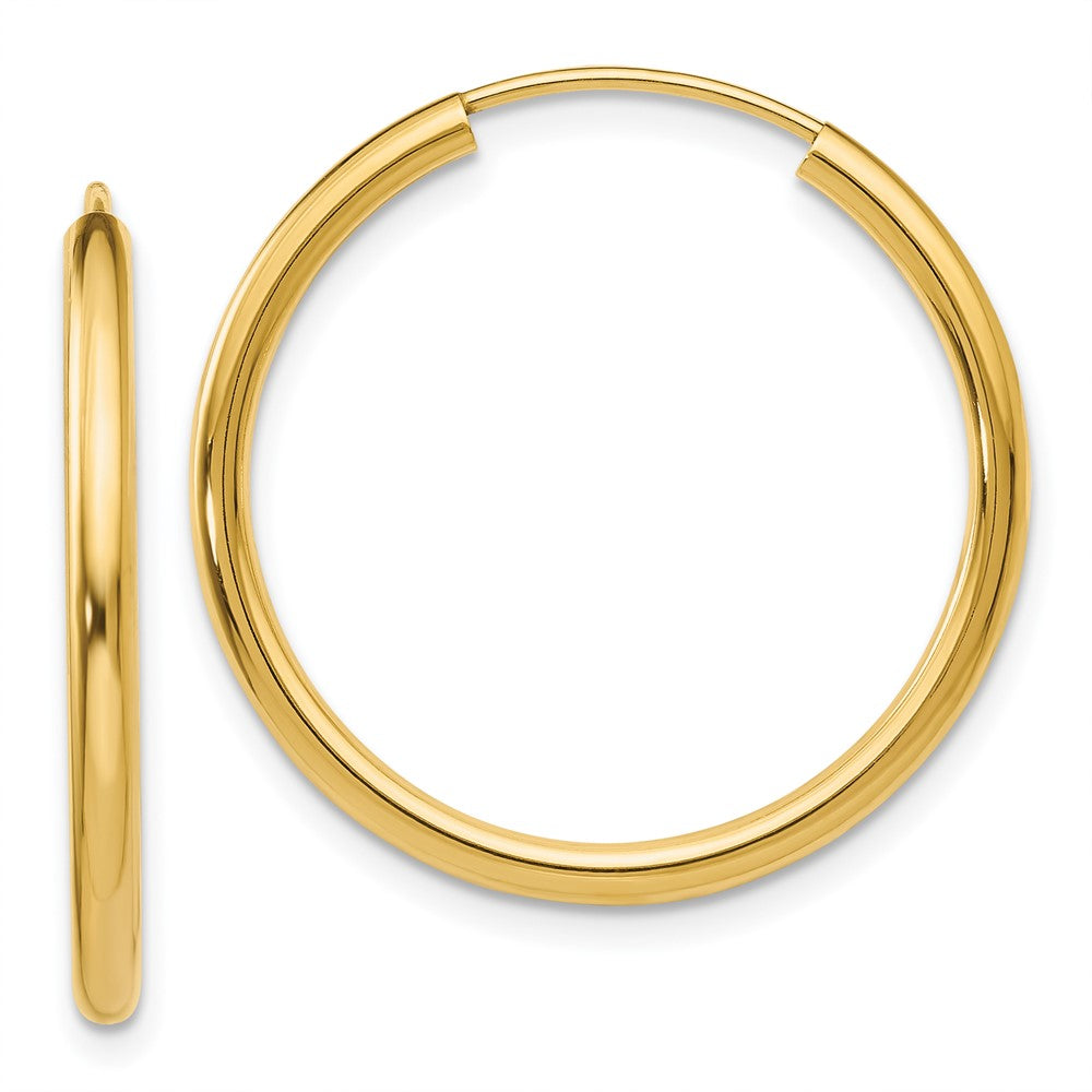 14K Gelbgold Poliert Rund Endlos 2mm Creolen