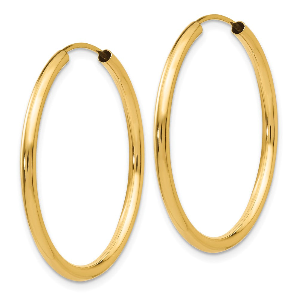 14K Gelbgold Poliert Rund Endlos 2mm Creolen